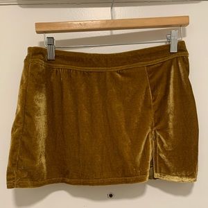 Brown velvet mini skort